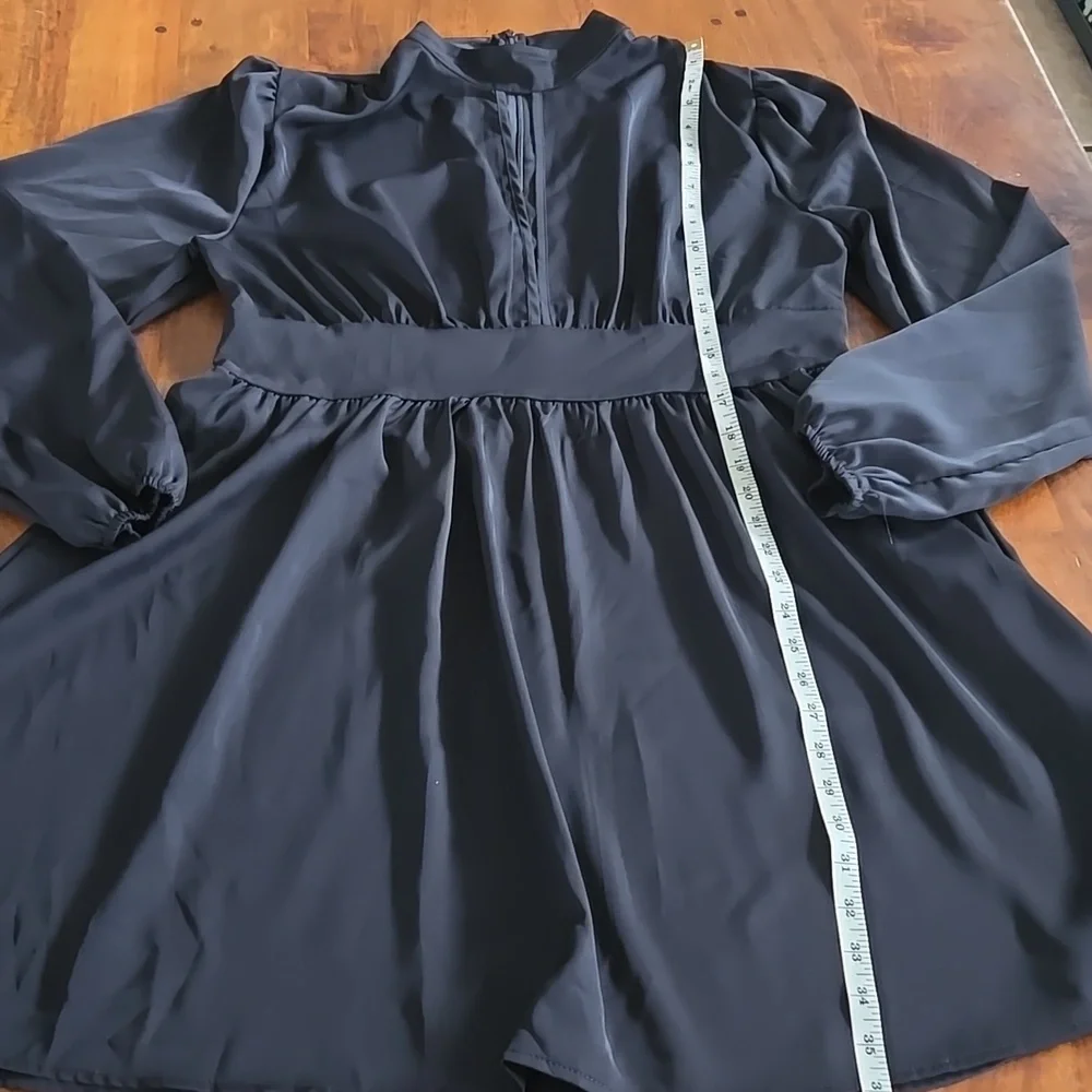 Black Mockneck Long Sleeve Cut Out Fit And Flare Dress XL - Picture 9 of 11
